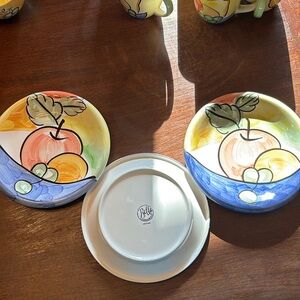 Vintage Bella Ceramica Stoneware "Alfresco" Fruit Pattern Salad Plates set of 3